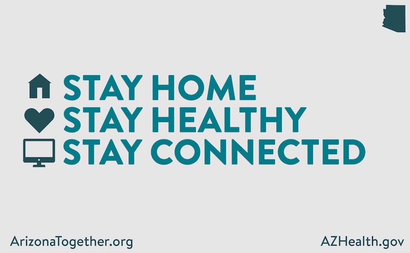 “呆在家里，保持健康，保持联系”